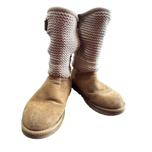 UGG womens Tan Knit Classic Cardy Suede Boots Size 8 SKU8113 - Picture 11 of 11